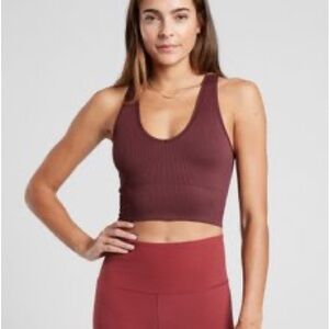 NWOT athleta Aurora crop rib top in decadent chocolate